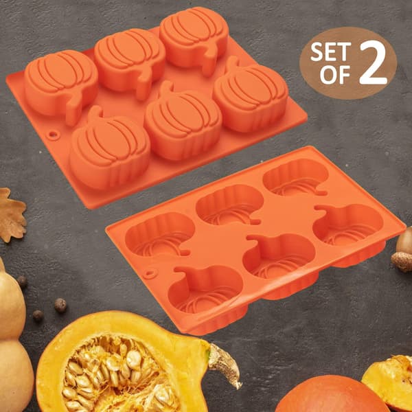 2-pak silikone græskarforme, Thanksgiving- og Halloween-temaforme til kage, Oreo, muffin, cupcake, varm chokoladebombe, plus græskar 2pcs orange