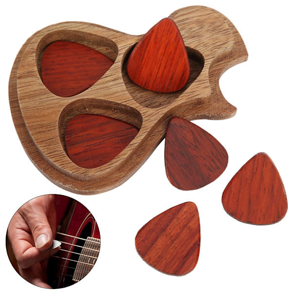 Gitarrplektrum Box Set Mahogny Gitarr Form Fall Delikat Musikinstrument Tillbehör