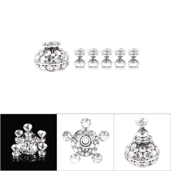 Magnetisk nagelspetsövningsställ bas lotus hållare nagelkonst display manikyrverktyg (silver)