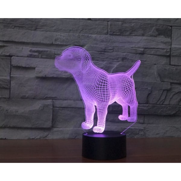 WJ 3D Valp Fjärrkontroll 16 Färg Nattljus Illusion Akryl LED Bordslampa Sänglampa Barn Sovrum Skrivbord Inredning Födelsedagspresenter Leksak för barn