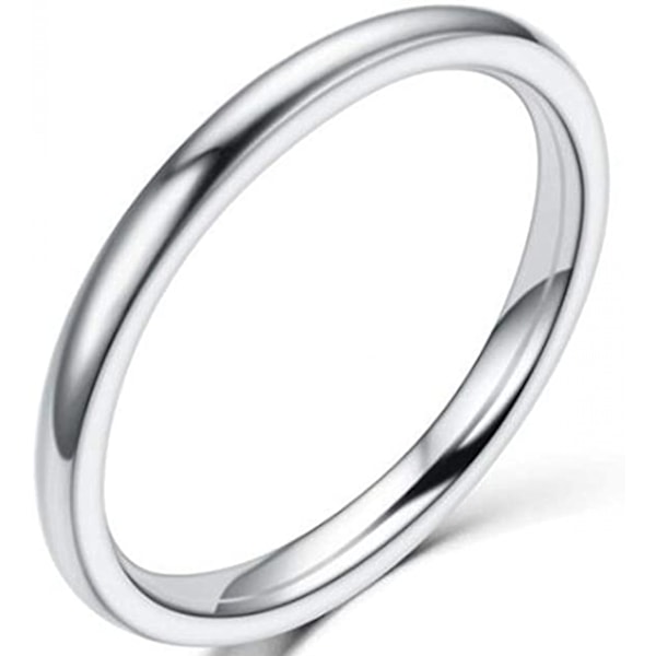 AVEKI  Rustfritt stål Klassisk Plain Stackable Bryllupsbånd Ring-----Sølv  Størrelse 7