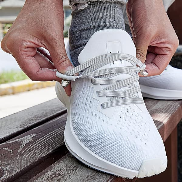 Slipsko utan slips med elastiska snören, elastiska skosnören för vuxna och barn (ljusgrå)