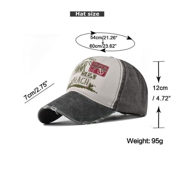 Dotpet Gorra Beach Säädettävä Naisille (Harmaa Ja Musta)