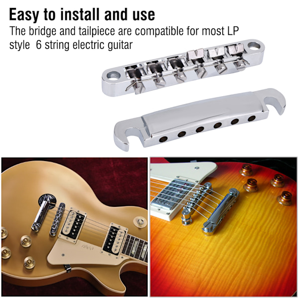Alloy Bridge & Tailpiece Set Ersättning Del för LP Stil 6-Strängad Elgitarr