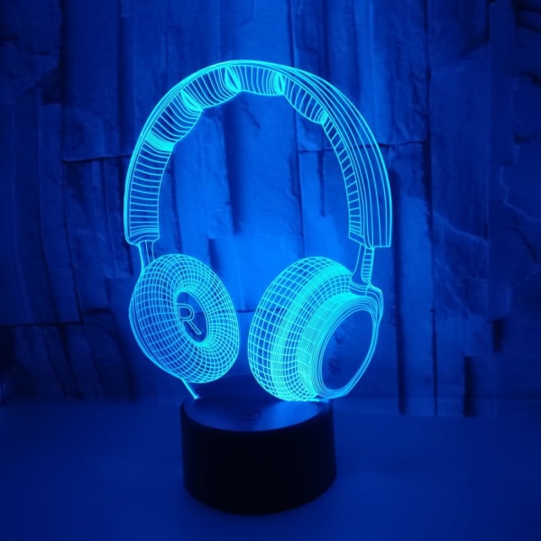 3D Illusion hörlurar Headset Nattljus 7 färger Ändra nattljus för sovrum Smart Touch Sensor Optisk Illusion