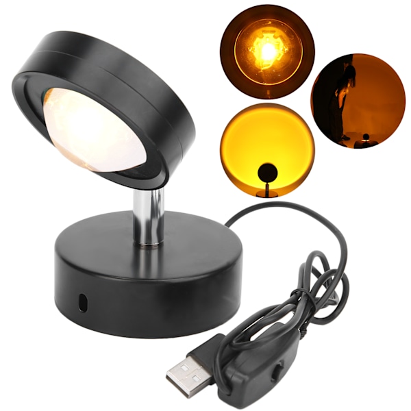 USB-projektorlampe, husholdningsprojeksjonslys, lampe for stueveggdekorasjon, solnedgangsfarge