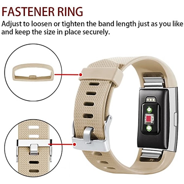 Smartklocka, armband ersättningsband kompatibel med Fitbit charge 2, klassiska och speciella justerbara sportarmband（Tan-L）