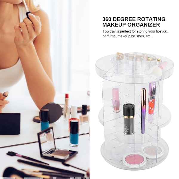 Transparent Akryl Makeup Organizer 360 Graders Roterende Multifunktionel Costemics Display Rack