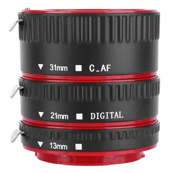 Makroforlængersæt 3-delt adapterringe kompatible med Canon (plastmateriale)