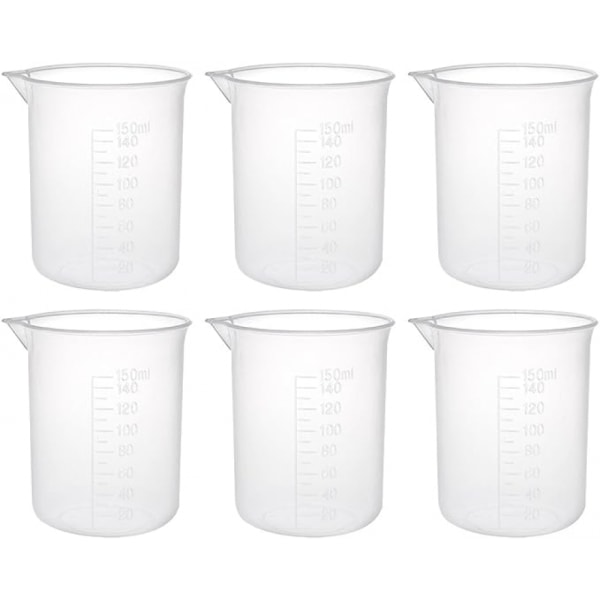 6-delad mätkopp, köksdedikerad mätkopp, laboratorie Pp graderad bägare 150 ml
