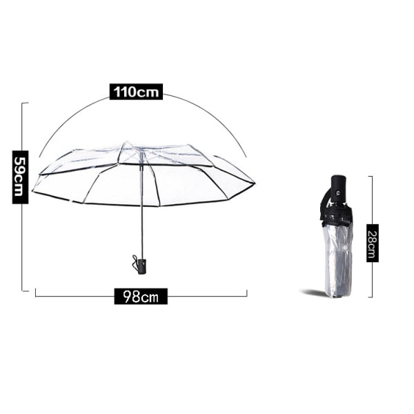 totes Automatisk åben foldbar paraply Transparent-hvid