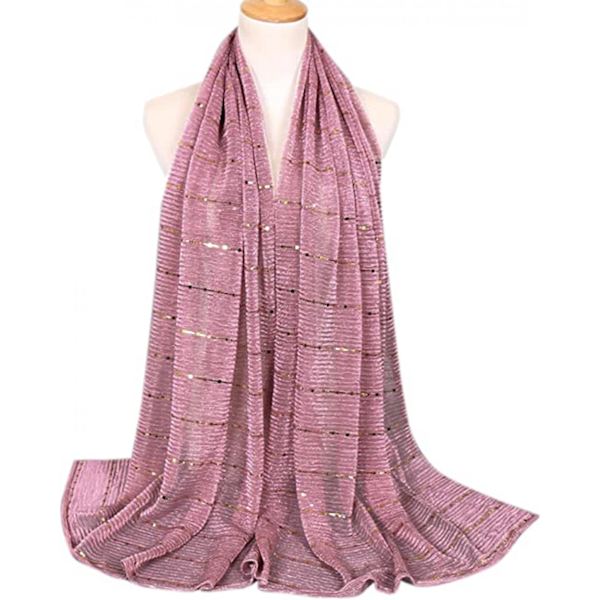 Dames Blød Chiffon Sequin Langt Sjal Slør Mode Muslimsk Hijab Hijab, Komfortabel og Åndbar, 71x30 Tommer