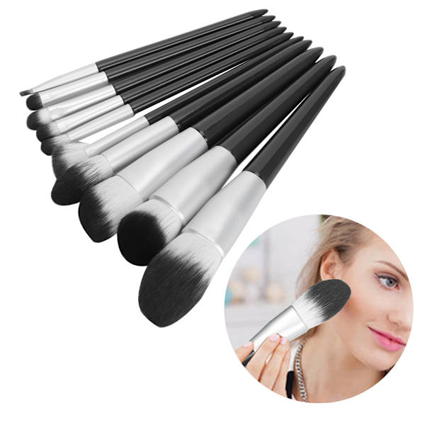10 stk. Makeup Børster Sæt Blush Ansigts Pudder Øjenskygge Øjenbryn Læber Børste Kit