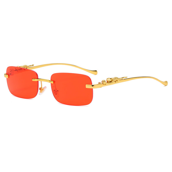 Fyrkantiga solglasögon för kvinnor män båglöst trendigt mode rektangulära solglasögon Uv-skydd retro vintage damsolglasögon