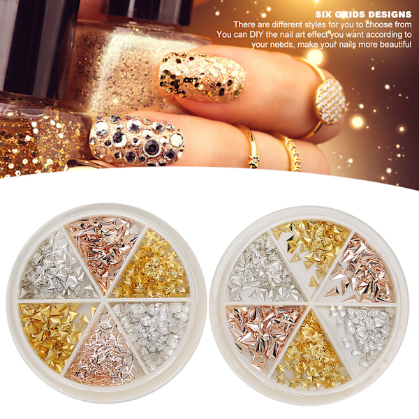 2 Ask Metal Glittrande Nageldekorationer Snygga Nagelkonst Dekoration DIY Manikyr Verktyg Tillbehör
