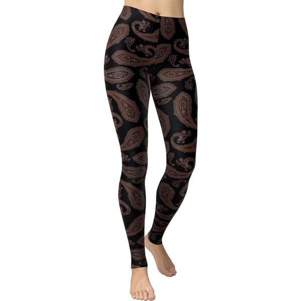 Women's Soft High Waist Full Length Printed Skinny Stretch Yoga Pants (Print Size 8)