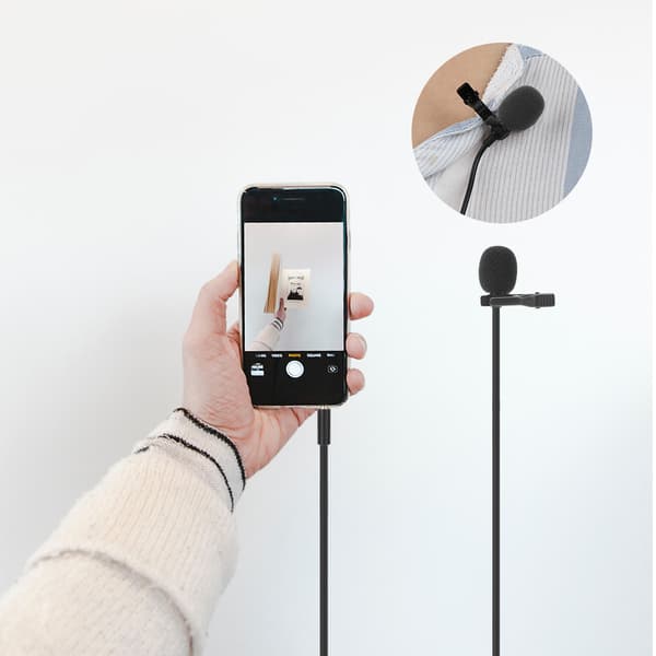 Mini bærbar reversmikrofon 1,5 meter kablet clip-on lavaliermikrofon til telefon