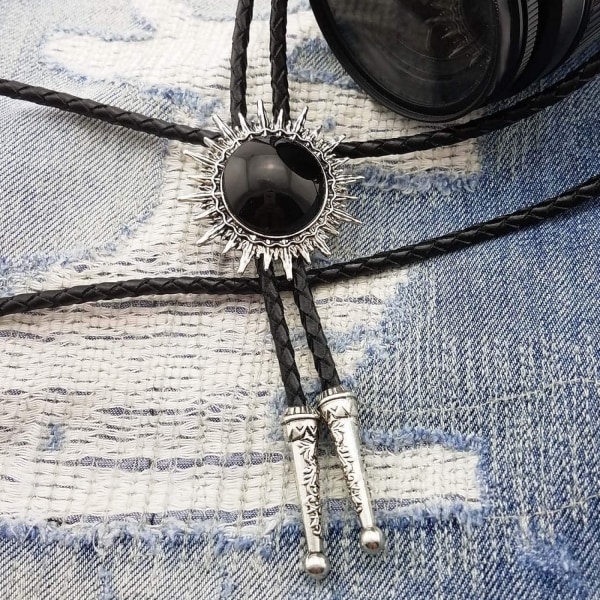 Retro Nyhed Western Cowboy Keltisk Sort Sten Bolo Tie Halskæde Til Mænd
