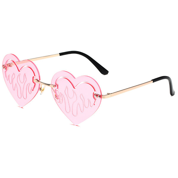 Hjerte solbriller til mænd/kvinder Rimless fest unikke solbriller metal bal Halloween farverige briller