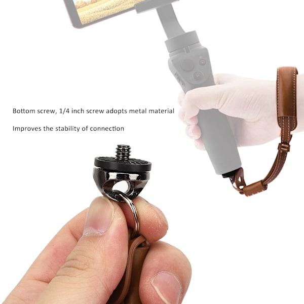 PU-läder Ljusbrun Handhållen Headball-kamera Mobiltelefon Lanyard Hängande Rep Handledssnöre för DJI OSMO Mobile2