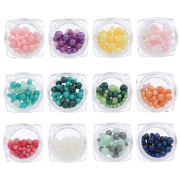 12 farver harpiks frostet perle neglekunst dekoration 3D rhinsten til DIY manicure charme