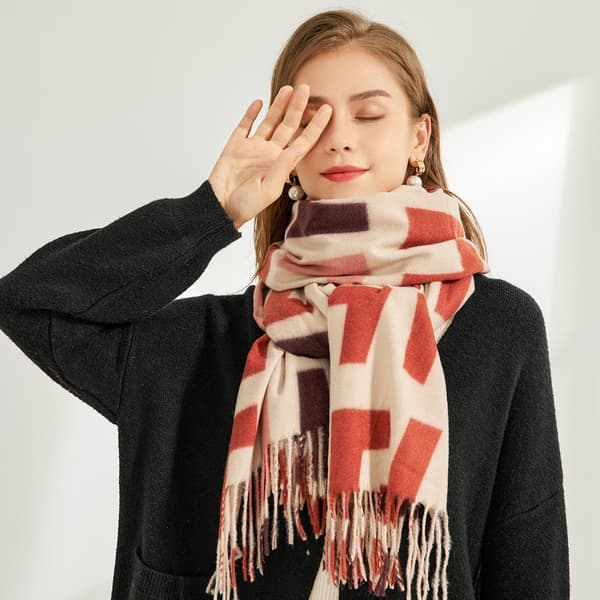 Dame Sjal Wraps Poncho Sweater Åben Front Cape Cardigan til Efterår Vinter Ferie（Rød）