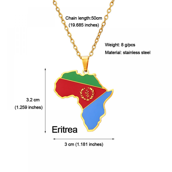 Halsband i rostfritt stål, Eritrea Eritrea karthänge, modeaccessoarer för män och kvinnor, bästa presenter till familj eller vänner