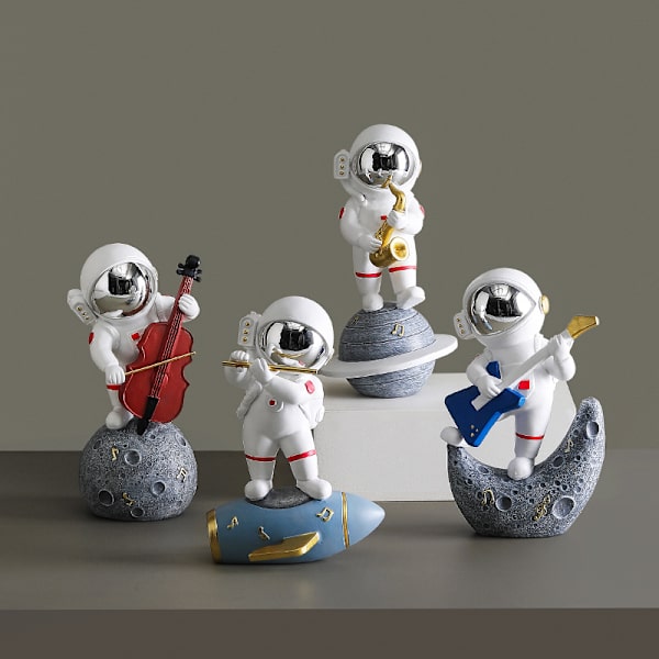 Band Astronaut Astronaut Prydnad Grossist Vardagsrum Skrivbord Hem Prydnad Liten Prydnad Present Violinist Silver