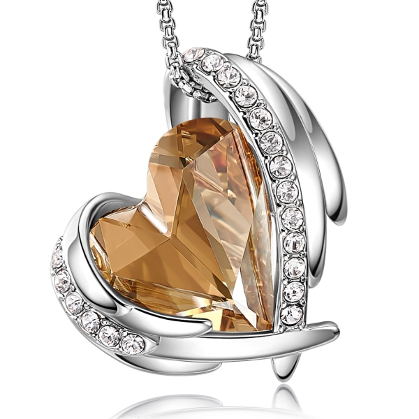 Love Heart Hänge Halsband för kvinnor Ängelkristaller Halsband Smycken Presenter ----- Platina Guld