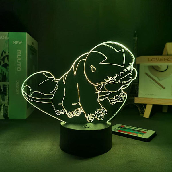 3D Nattlampa Anime Avatar Legenden om Aang Appa LED-lampa för heminredning födelsedagspresent, 16 färger, med fjärrkontroll