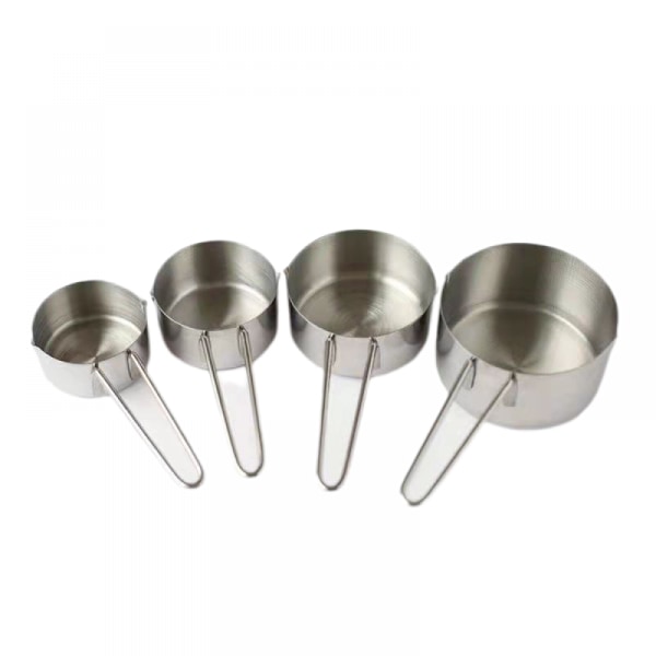 Kök rostfritt stål mätkopp 60-250ml 4-delad set, kök uppvärmning mätkopp, kaffekopp（silvrig）