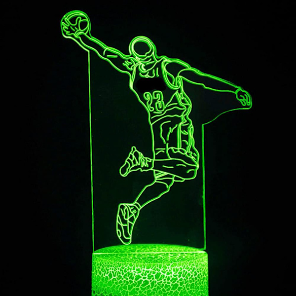 3D Basketballspiller Natlys Bordlampe Optisk Illusion Lamper 7 Farve Skiftende Lys LED Bordlampe Jul Hjem Kærlighed Fødselsdag Børn Dekoration Legetøj Gave