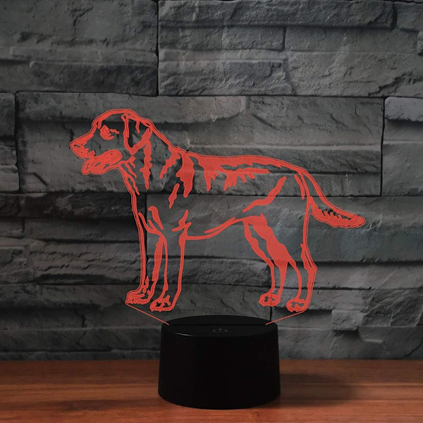 WJ 3D Gullhund Fjernkontroll 16 Farger Nattlys Illusjon Akryl LED Bordlampe Sengesidelampe Barn Soverom Skrivebord Dekor Bursdagsgaver Leke for Barn
