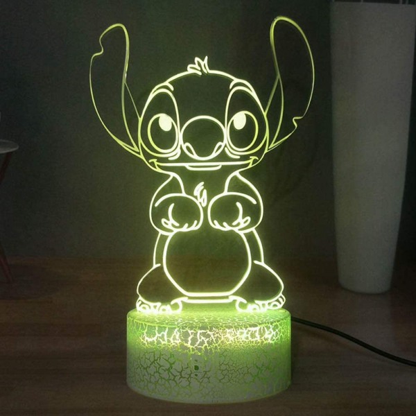 Smuk Stitch 3D LED-nattelys, tegneserie Lilo & Stitch bordlampe, pigers skrivebordslampe, baby soveværelse sovende nattelampe, sengebordslampe, fødselsdagslys
