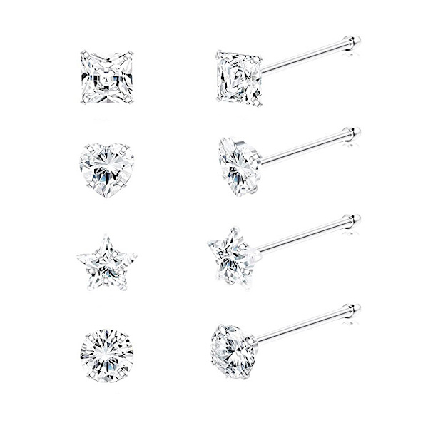 S925 Sterling Sølv Nesering Multifunksjonell Zirkon Nesesmykke Ørepynt Amazon Kroppspiercing Smykkesett