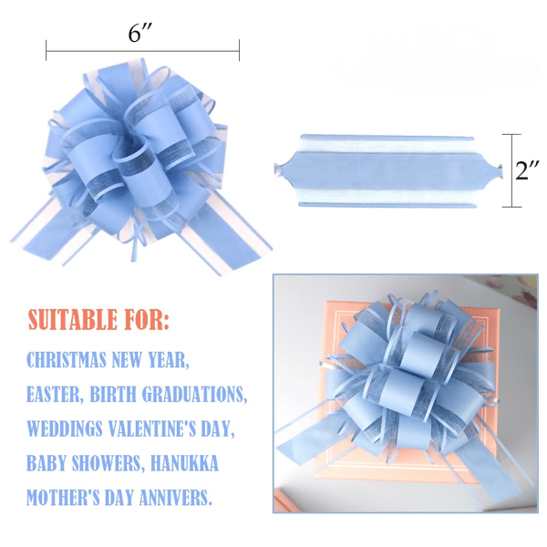 Himmelblåa Dragrosetter, 20-pack Presentrosetter för Fest-, Bröllopsdekorationer och Blomsterarrangemangstillbehör Sky blue