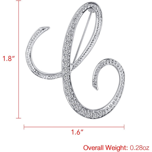 A-Z Alfabetin Kirjainsolki Naisille, Hopeapinnoitettu Metalli Strassinen Kirkas AAA+ Kristalli Rintaneula Soljet (1 kpl)