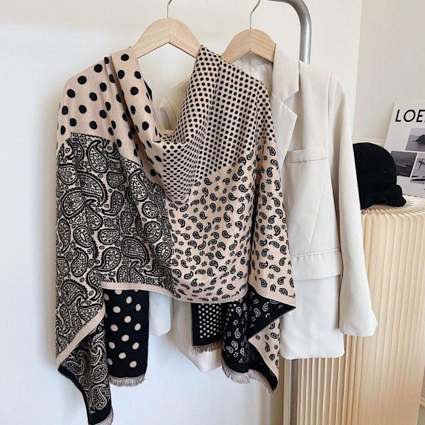 Mjuk K cashmere-känsla Sjal för Kvinnor Vinter Varma Sjal Stor Sjal Wrap Presenter (Beige)