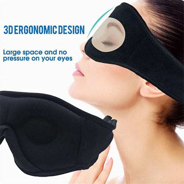 Sovhörlurar, 3D Sömnmask Bluetooth Trådlös Musik Ögonmask, Sovhörlurar för Sidosovare Sömnmask med Bluetooth H