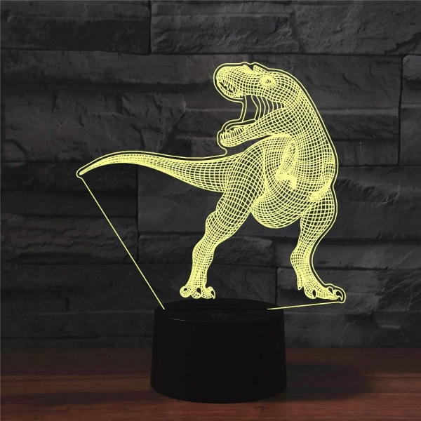 WJ 3D dinosaurie fjärrkontroll 16 färger nattljus illusion akryl LED bordslampa sänglampa barn sovrum skrivbordsdekor födelsedagspresenter leksak för barn