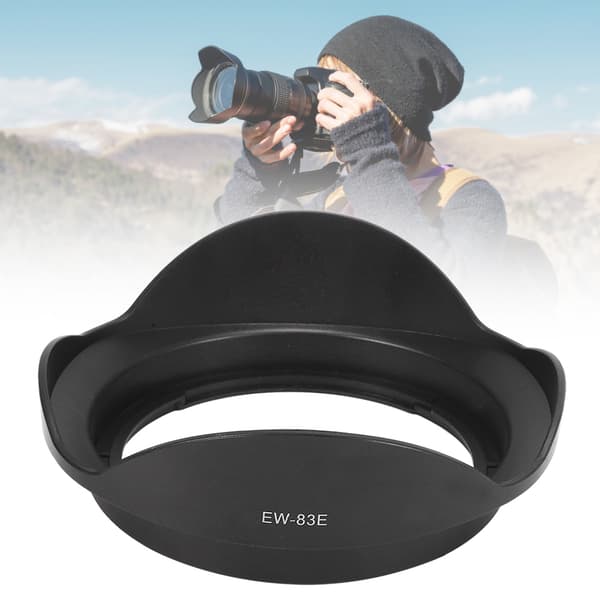 EW‑83E modlysblænde kameramontering plast sort passer til EF 17‑40mm 17‑35 20‑35mm objektiver