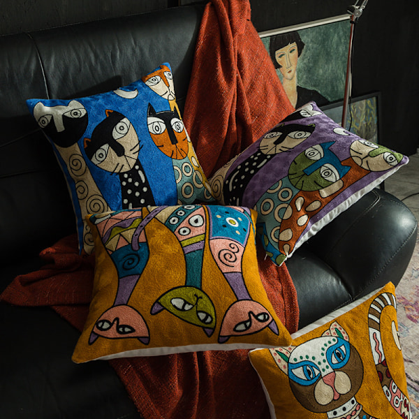Set med 2 dekorative putetrekk for sofa innendørs seng, abstrakt mønster hjem sofa putetrekk putetrekk gave seng bil stue hjem, 18 x 18 tommer