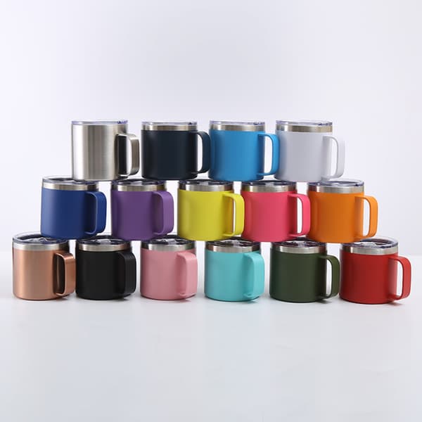 Kaffe Mugg, 12oz Kaffe Mugg Mjölk Mugg 304 Rostfritt Stål Foder för Familj Utomhus Camping (Gul)
