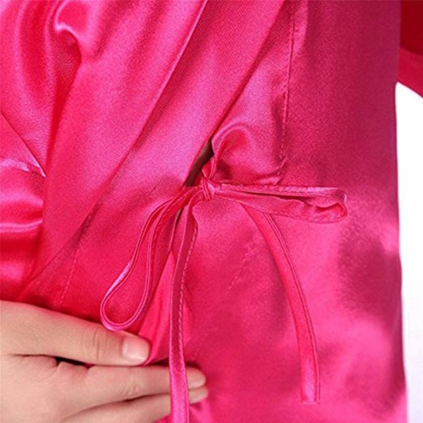 Lasten Silk Stain Puhdas Kimono Hääpuku Kimono Takki Yöasu ------ Ruusunpunainen (Koko 14)