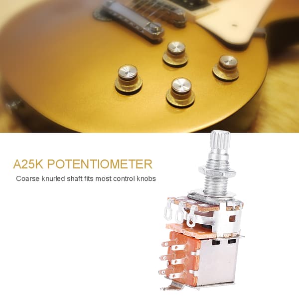 2 stk A25K Volum- og tonekontrollpotter 18mm delt skaft Potentiometer Gitardeler