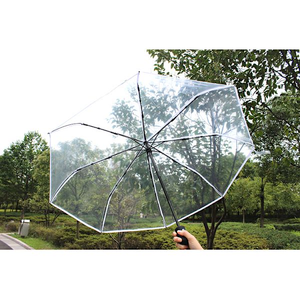 totes Automatisk åben foldbar paraply Transparent-hvid