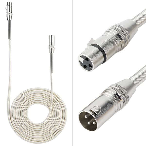 Kvalitets XLR-signalkabel til mikrofon, han til hun, bærbar, hvid (5 m)