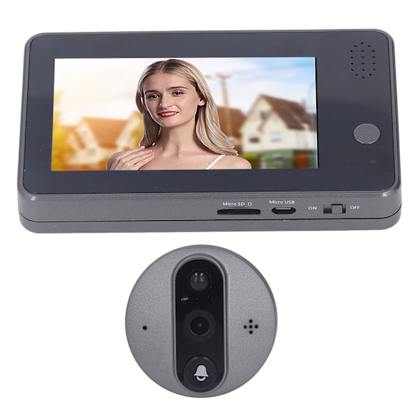 Videodörrklocka Multifunktion 4,3 tums LCD-skärm 3 miljoner HD Nattvision PIR Rörelsedetektering WiFi Videodörrklocka