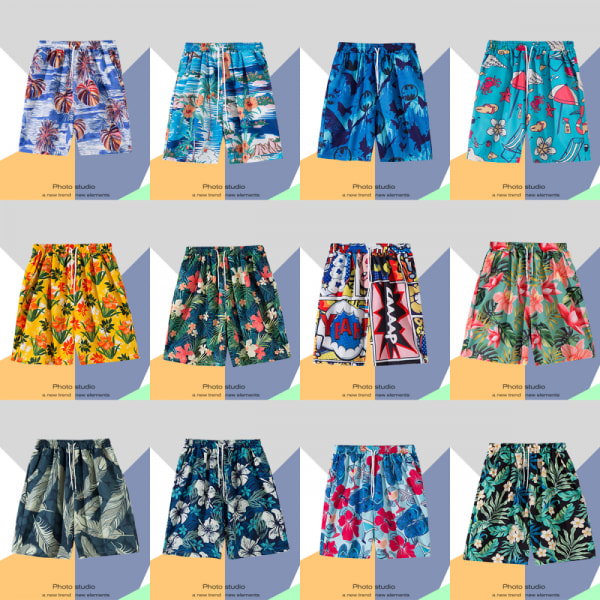 Herre fargerike trykte badeshorts Hot Summer badebukser Sports løping badedrakter med mesh fôr-DK7011