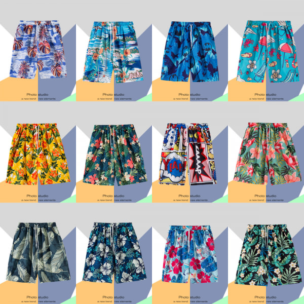 Strandshorts med färgglada print för män Hot Summer Badbyxor Sport löparbaddräkter med mesh -DK7023
